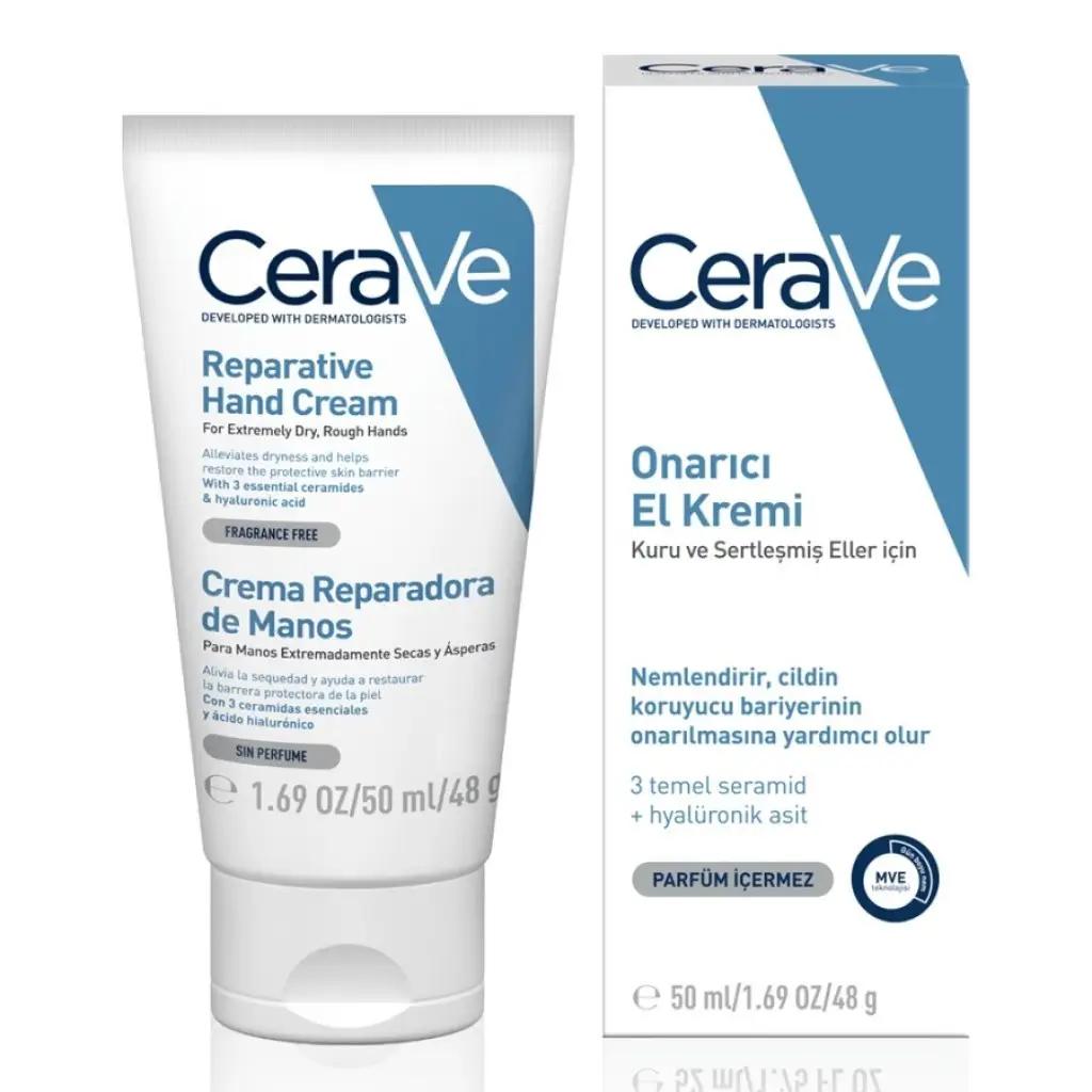 Cerave Onarıcı El Kremi Kuru ve Çatlamış Eller Hyalüronik Asit İçerikli 50 ml