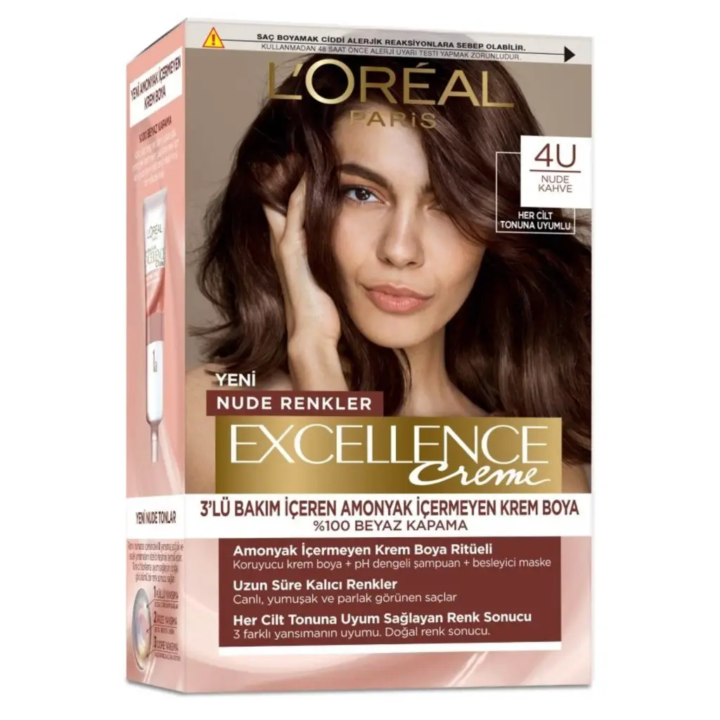 Loreal Paris Excellence Creme Nude Renkler Saç Boyası 4U Nude Kahve