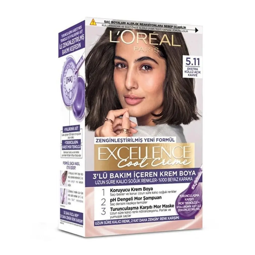 L’Oreal Paris Excellence Cool Creme 5.11 Ekstra Küllü Açık Kahve Saç Boyası