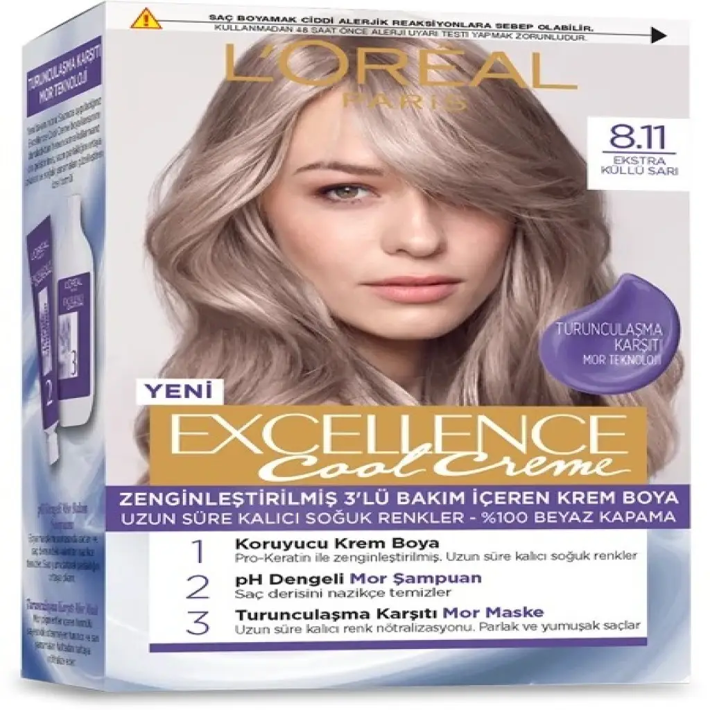 Loreal Paris Excellence Cool Creme 8.11 Ekstra Küllü Sarı Saç Boyası