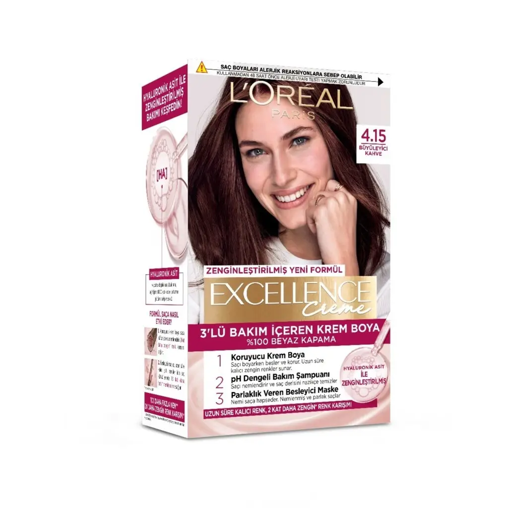 Loreal Paris Excellence Creme Saç Boyası 4.15 Büyüleyici Kahve