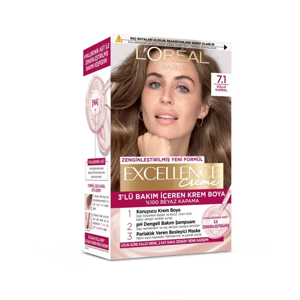 Loreal Paris Excellence Creme Saç Boyası 7.1 Küllü Kumral