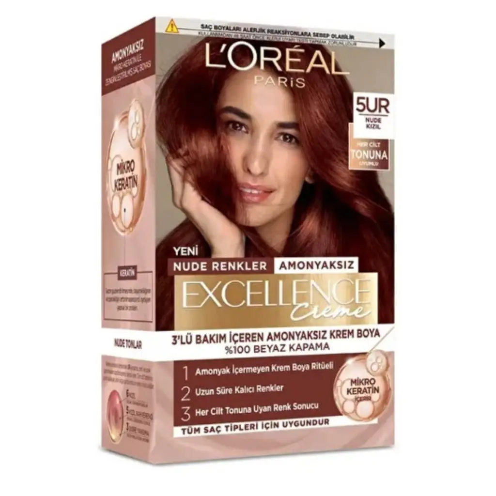 Loreal Paris Excellence Creme Nude Renkler Saç Boyası 5UR Nude Kızıl