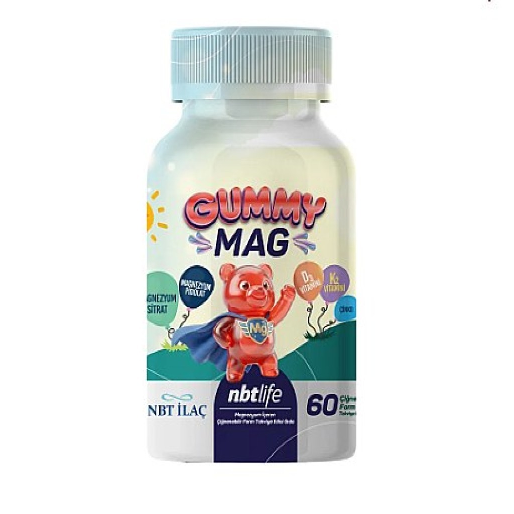 NBT Life Gummymag Kids Magnezyum Vitamin B6 K2 D3 İçeren 60 Gummy