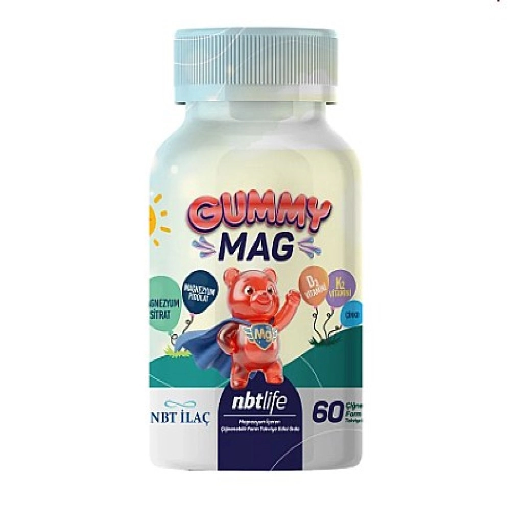 NBT Life Gummymag Kids Magnezyum Vitamin B6 K2 D3 60 Gummy