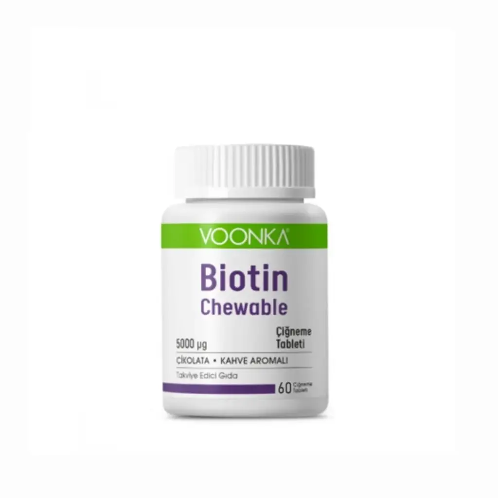 Voonka Biotin Chewable 5000 mcg Çiğneme Tableti Çikolata Kahve Aromalı