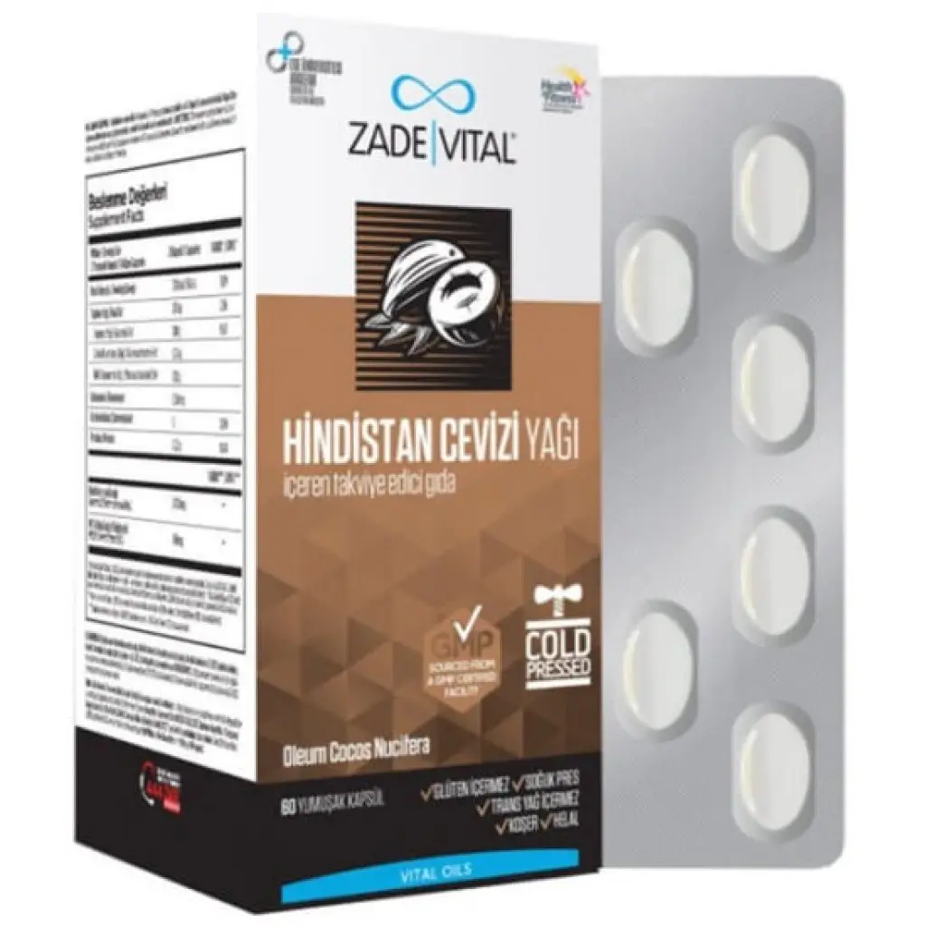 Zade Vital Hindistan Cevizi Yağı 1000 mg 60 Blister Kapsül