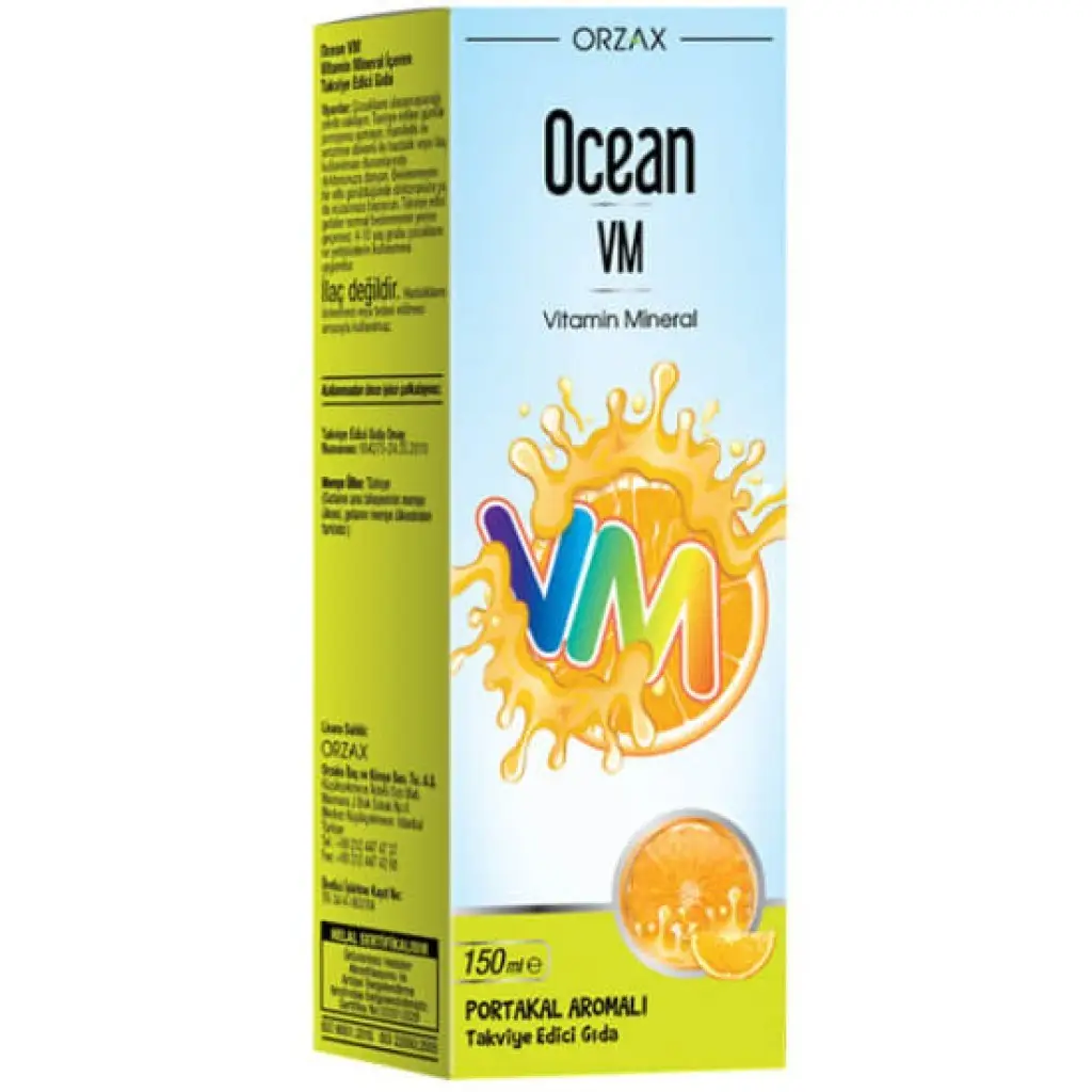 Ocean Vitamin Mineral VM Şurup Portakal Aromalı 150 ml