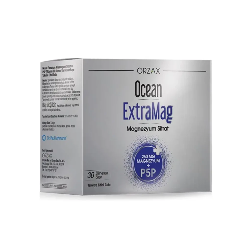 Ocean Extramag Magnezyum Sitrat 250 mg + P5P 30 Efervesan Saşe
