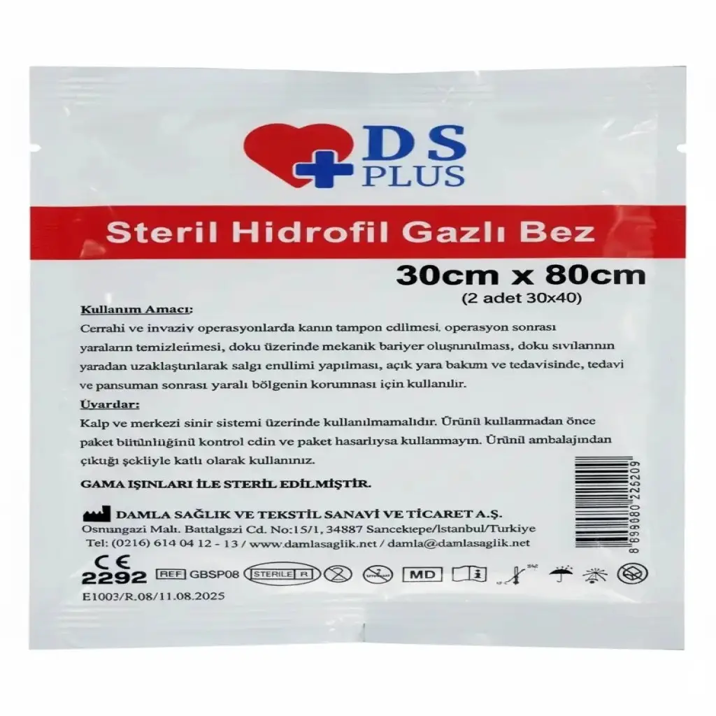 Damla Sağlık DS Plus Hidrofil Gazlı Bez 30 cm x 80 cm