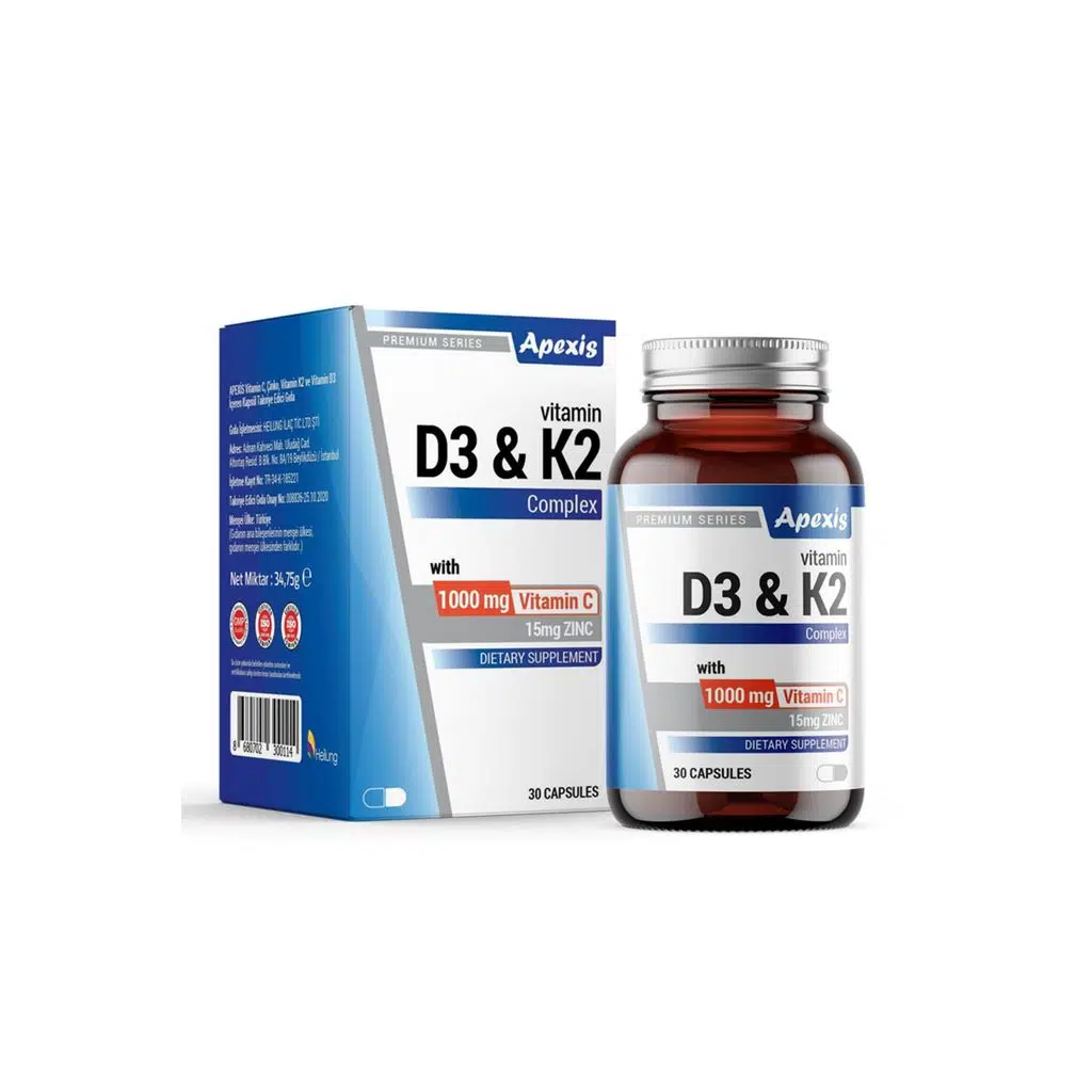 Apexis Vitamin D3 K2 Complex Vitamin C 1000 mg 30 Kapsül
