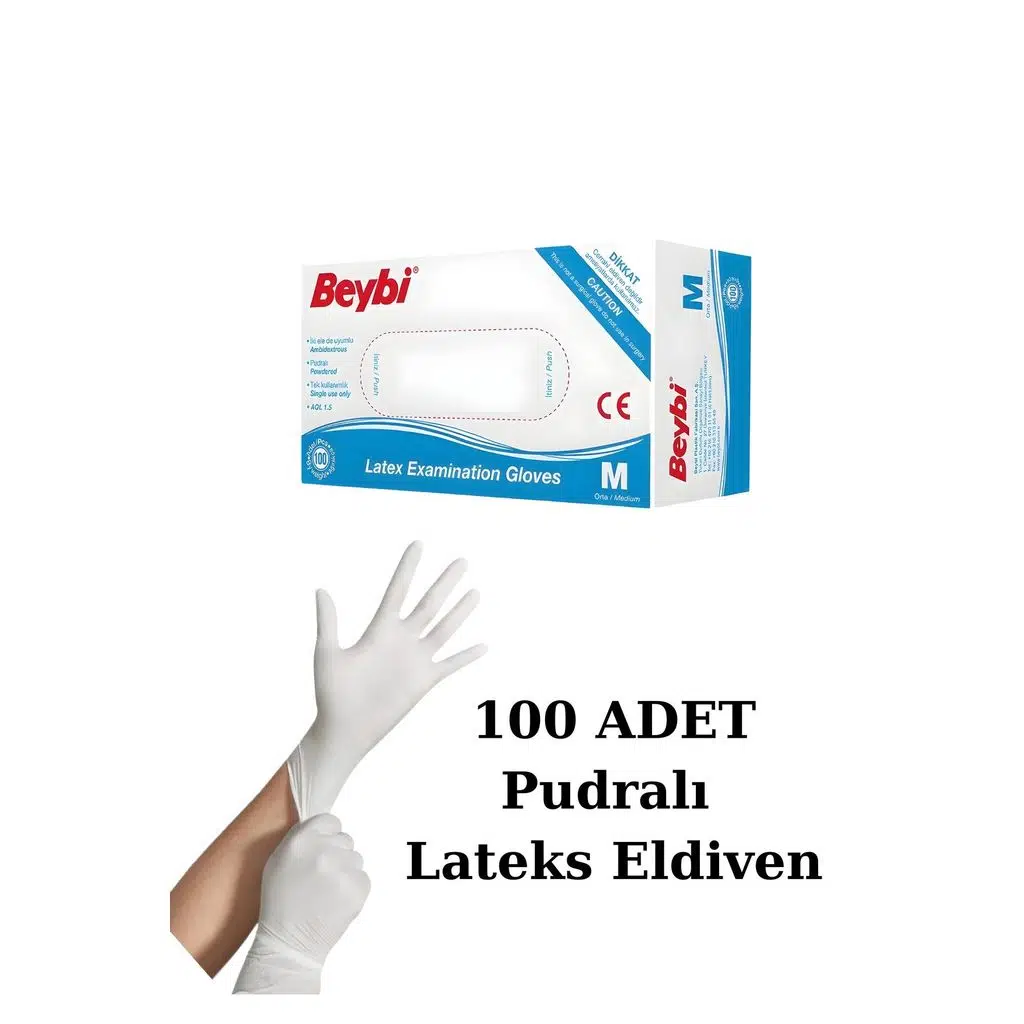 Beybi Eldiven Lateks Pudralı Medium 100 Lü