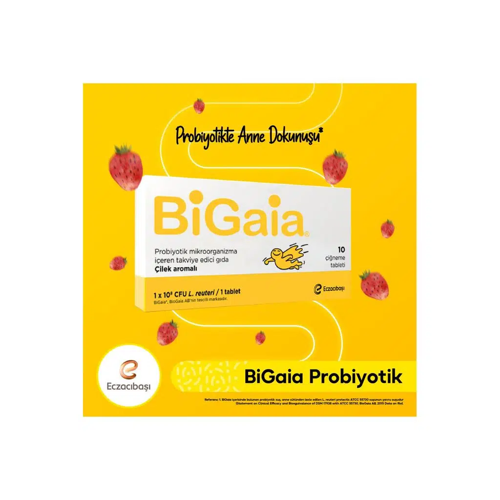 Bigaia Probiyotik Çilek Aromalı Çiğneme 10 Tablet