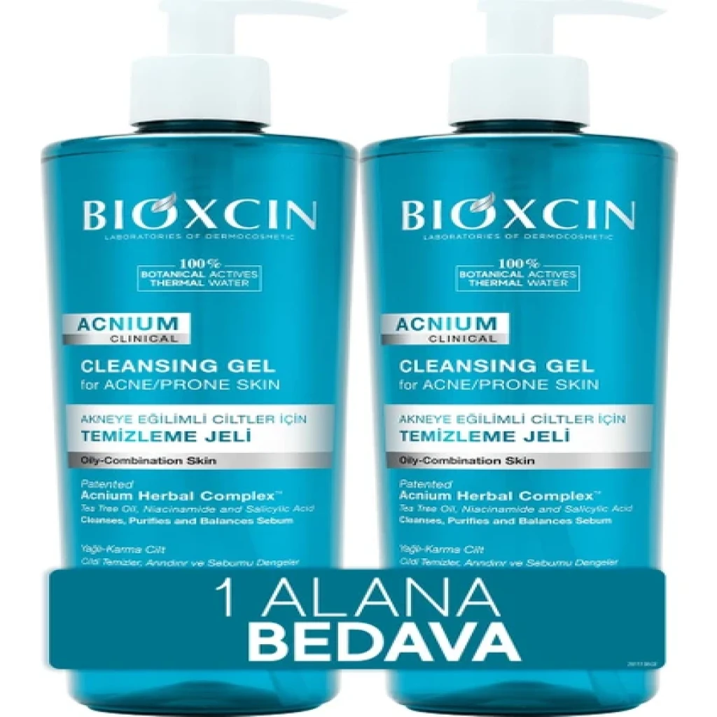 Bioxcin Acnium Yüz Yıkama Jeli Sebium Dengeleyici 500 ml - 1+1 Hediyeli