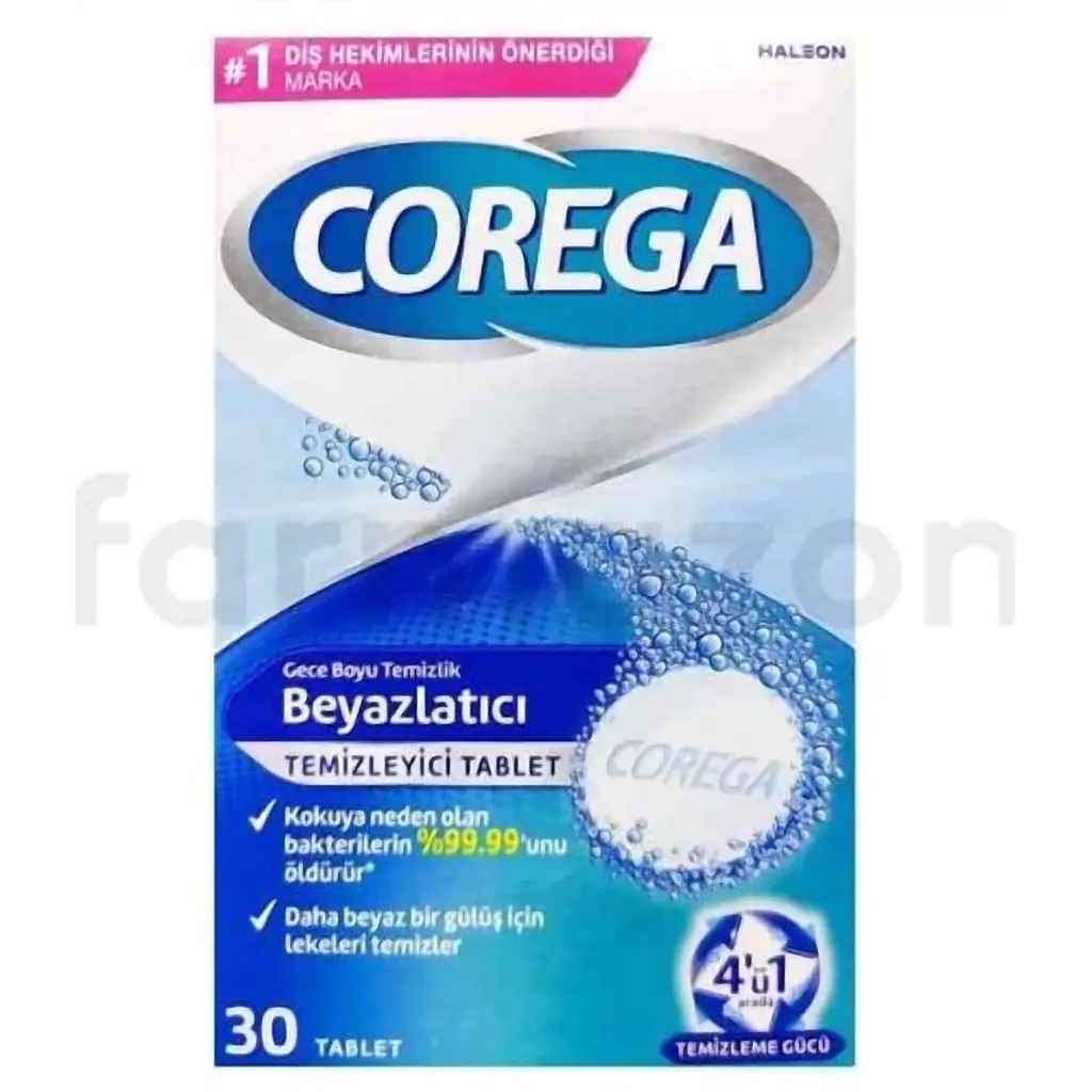 Corega Diş Protezi Beyazlatıcı Temizleyici 4'ü 1 Arada 30 Tablet