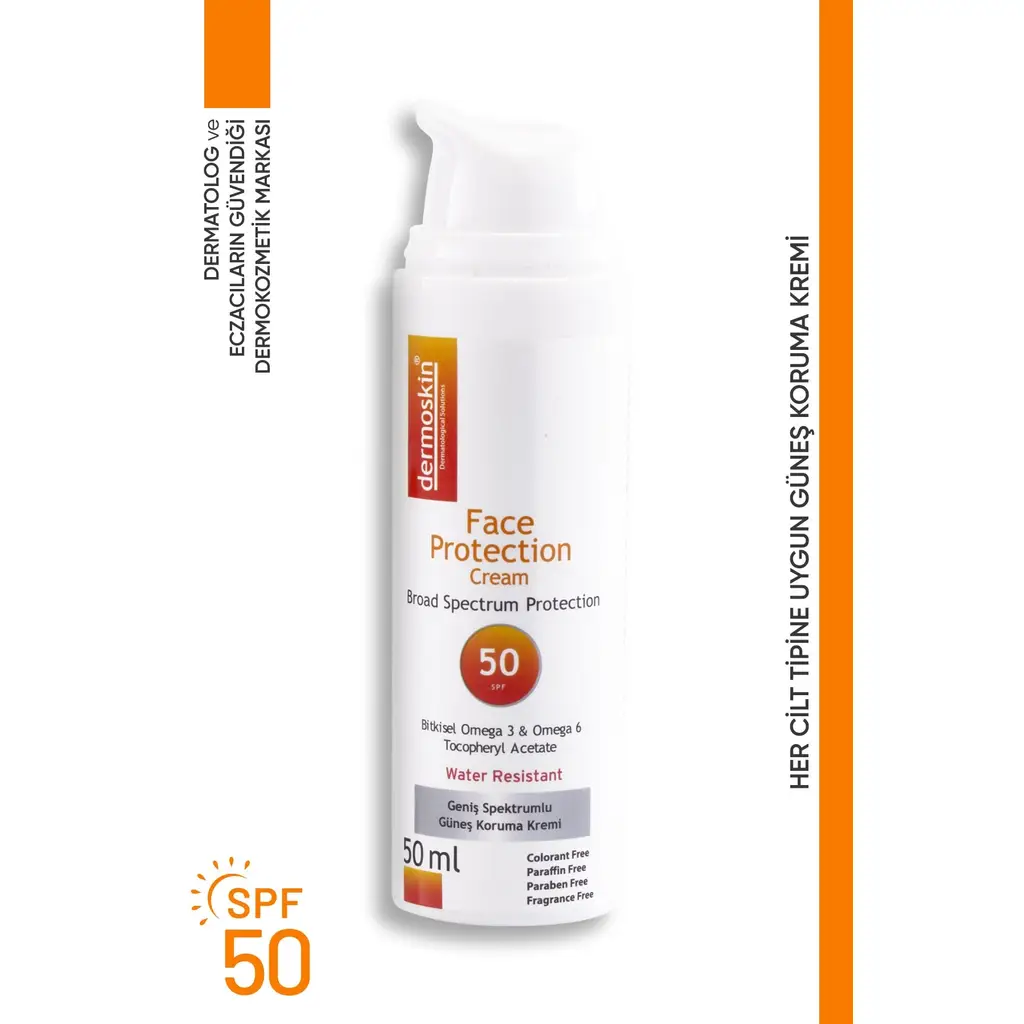 Dermoskin Face Protection Yeni Ambalaj Vitamin-E Güneş Koruyucu Krem SPF50 50 ml