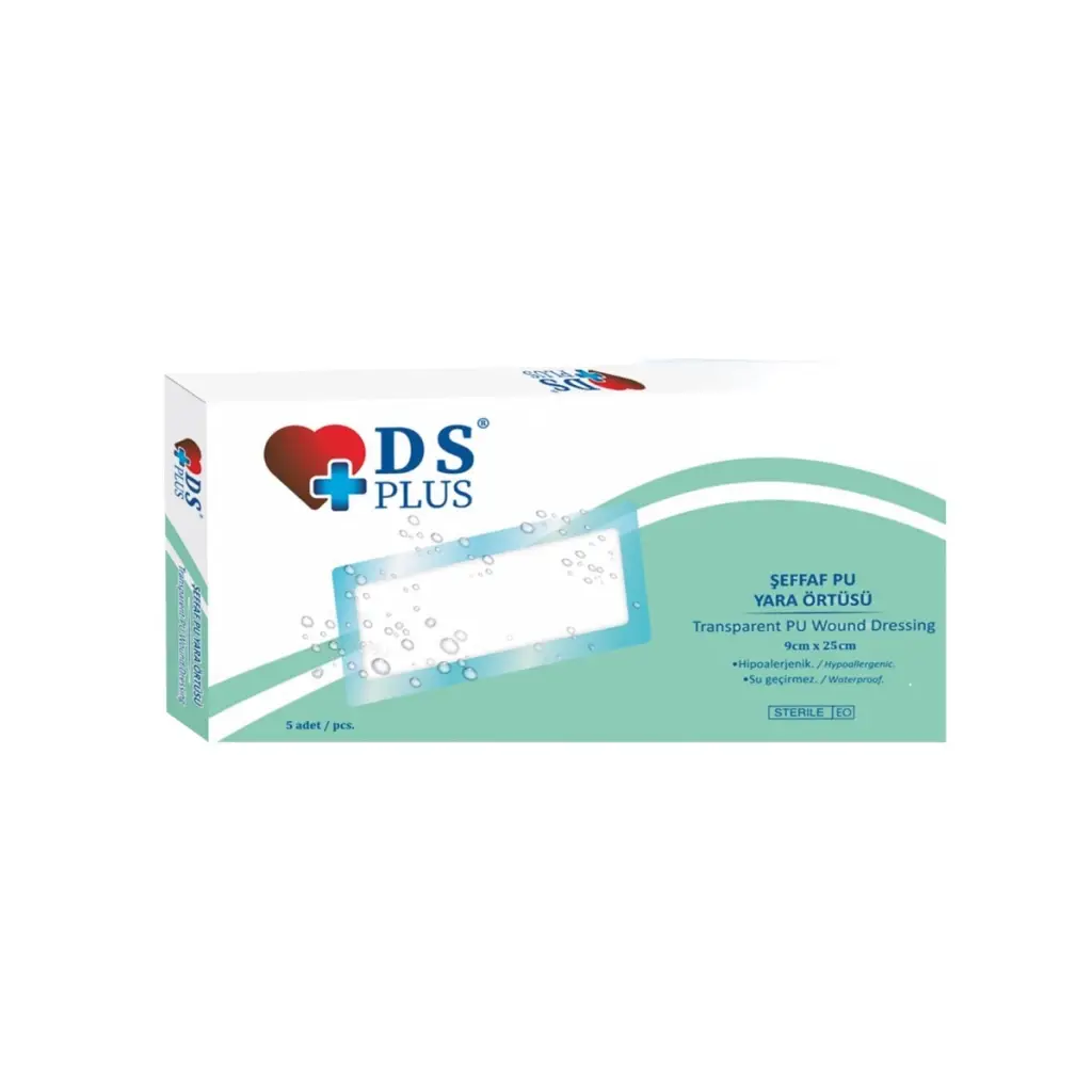 Ds Plus Şeffaf Su Geçirmez Hazır Pansuman Yara Örtüsü 9 cm x 25 cm 5’li
