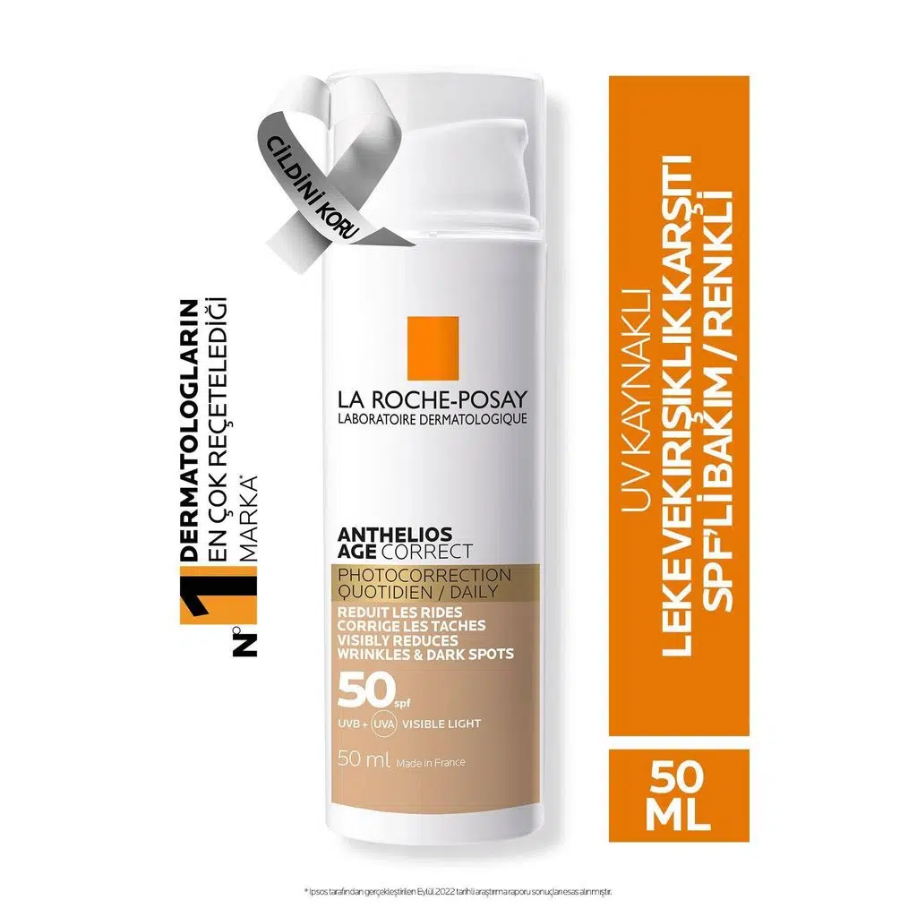 La Roche Posay Anthelios Age Correct Spf50 Renkli Kapatıcı Özelliğe Sahip Yüz Güneş Kremi 50 ml