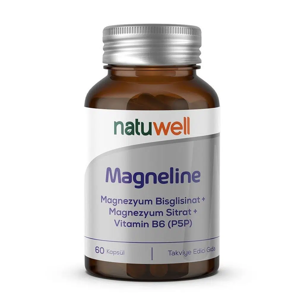 Natuwell Magneline Magnezyum Bisglisinat Magnezyum Sitrat P5p Vitamin B6 - 60 Kapsül