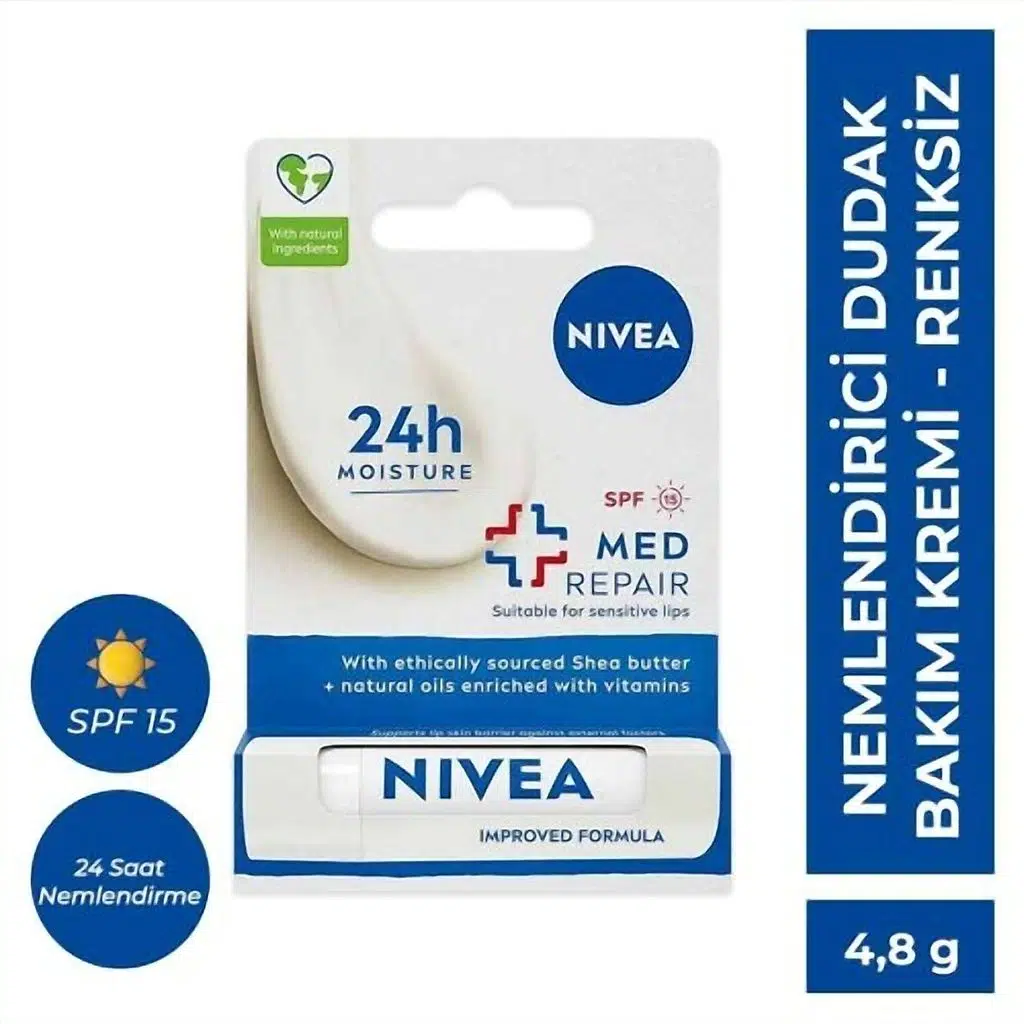 Nivea Bakım Yapan Dudak Bakım Kremi SPF 15 Med Repair 4,8 gr