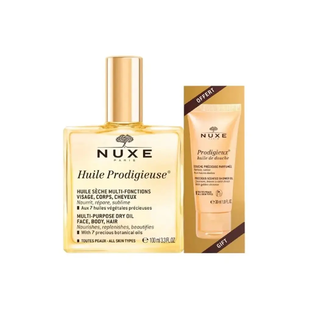 Nuxe Huile Prodigieuse Çok Amaçlı Kuru Yağ 100 ml + Prodigieux Shower Oil 30 ml