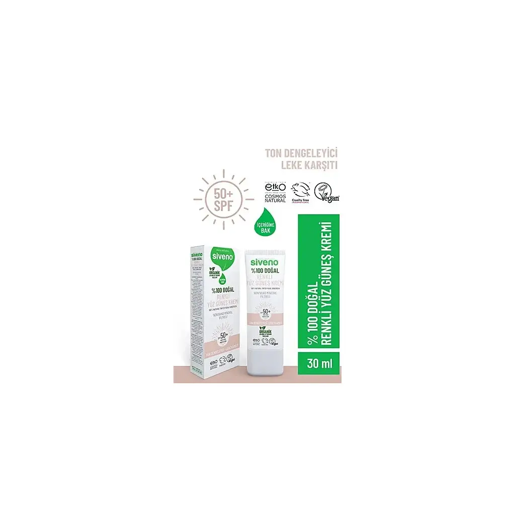 Siveno Renkli Ton Eşitleyici Yüz Güneş Kremi SPF50+ 30 ml