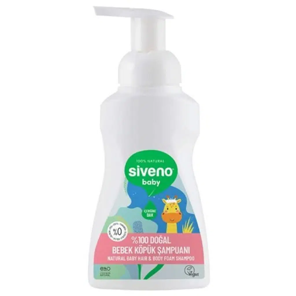 Siveno Bebek Köpük Şampuanı Yenidoğan Saç ve Vücut İçin Nemlendirici Bitkisel Vegan 250 ml