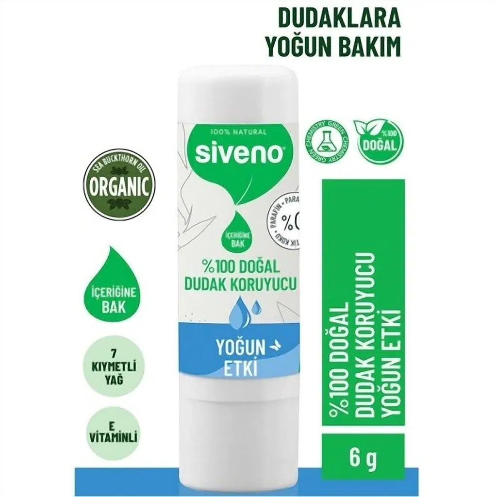 Siveno Dudak Koruyucu Yoğun Etki Bitkisel Lip Balm Krem Nemlendirici Parlatıcı Onarıcı 6 gr
