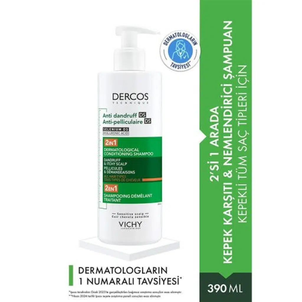 Vichy Dercos 2 si 1 Arada Kepek Karşıtı & Nemlendirici Kepek Karşıtı Şampuan 390 ml