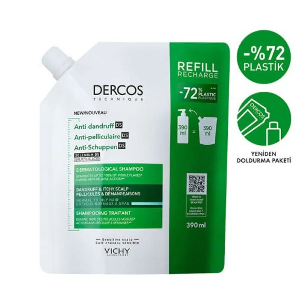 Vichy Dercos Anti Dandruff Normal ve Yağlı Saçlar İçin Kepek Karşıtı Şampuan Refill 390 ml