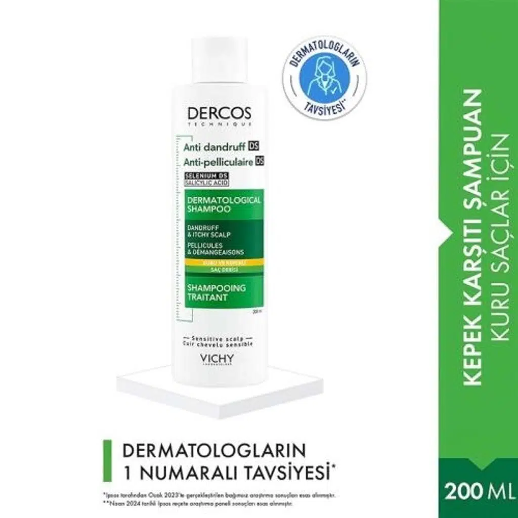 Vichy Dercos Anti-Dandruff Şampuan Kepek Karşıtı Kuru Saçlar İçin 200 ml