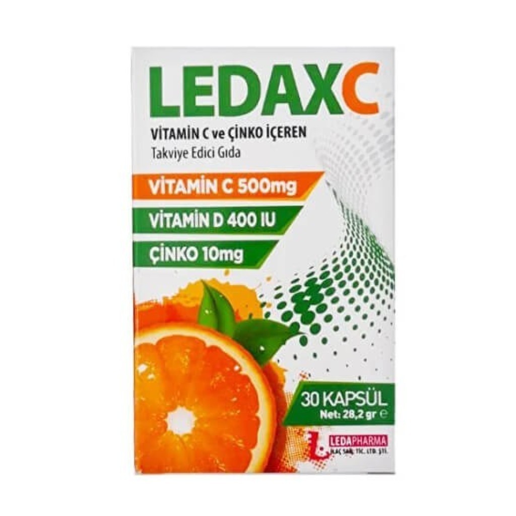 Ledaxc Vitamin C Vitamin D ve Çinko İçeren 30 Kapsül 100 Adet