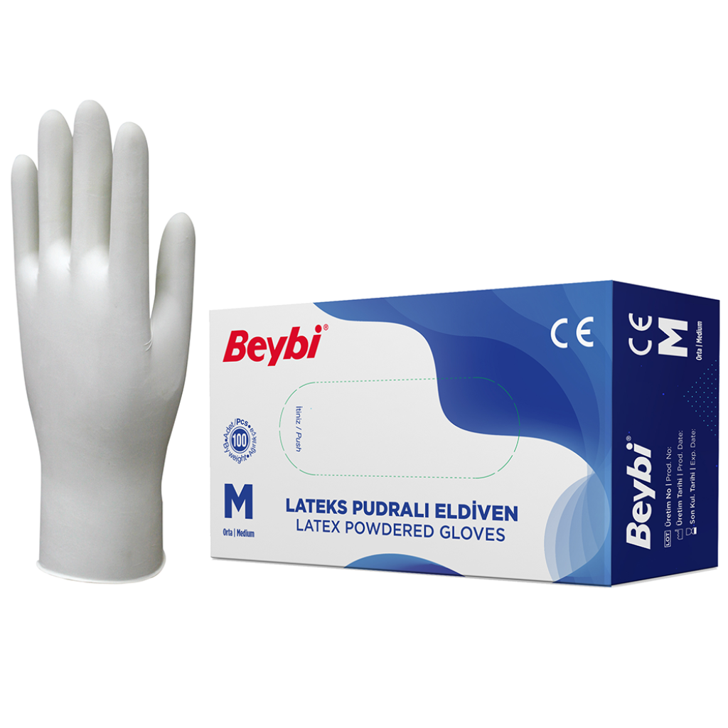 Beybi Lateks Eldiven Pudralı Medium 100’lü 20 Adet