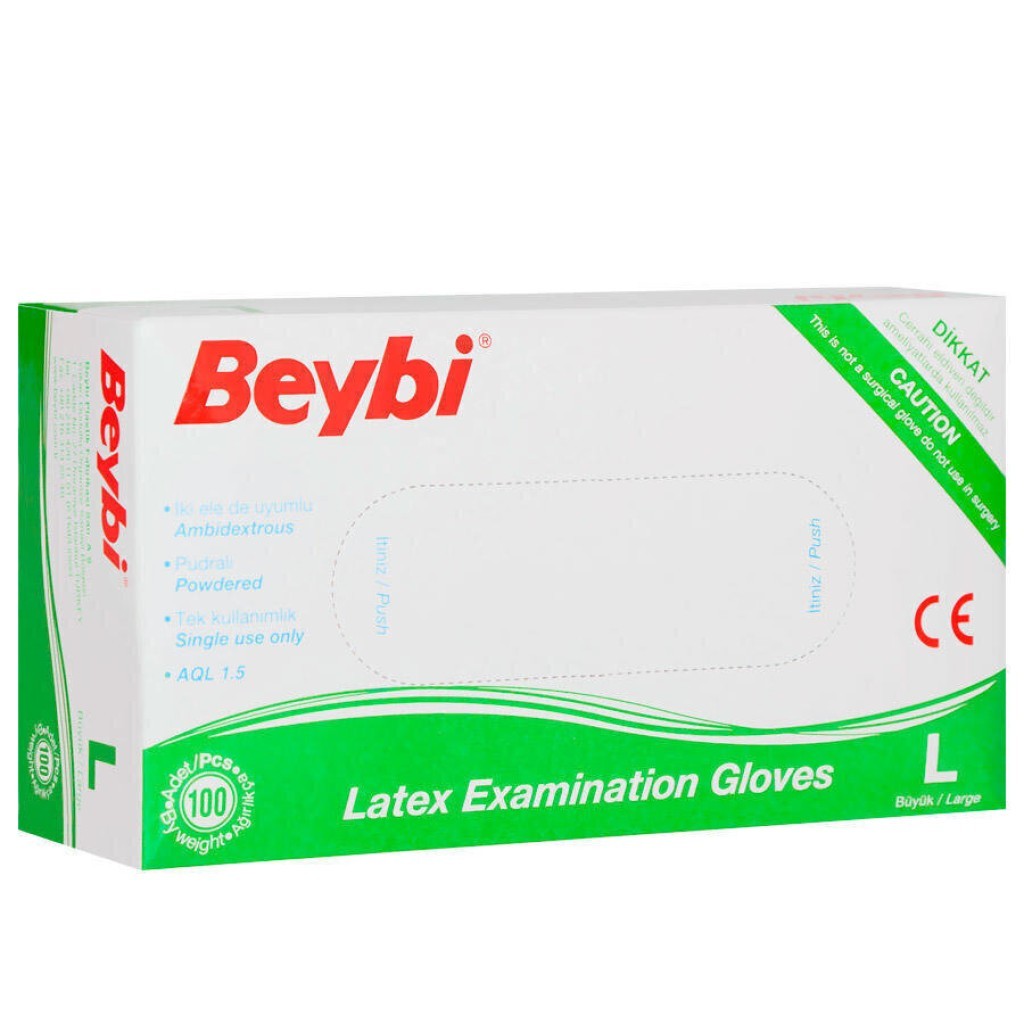 Beybi Lateks Eldiven Pudralı Large 100’lü 20 Adet