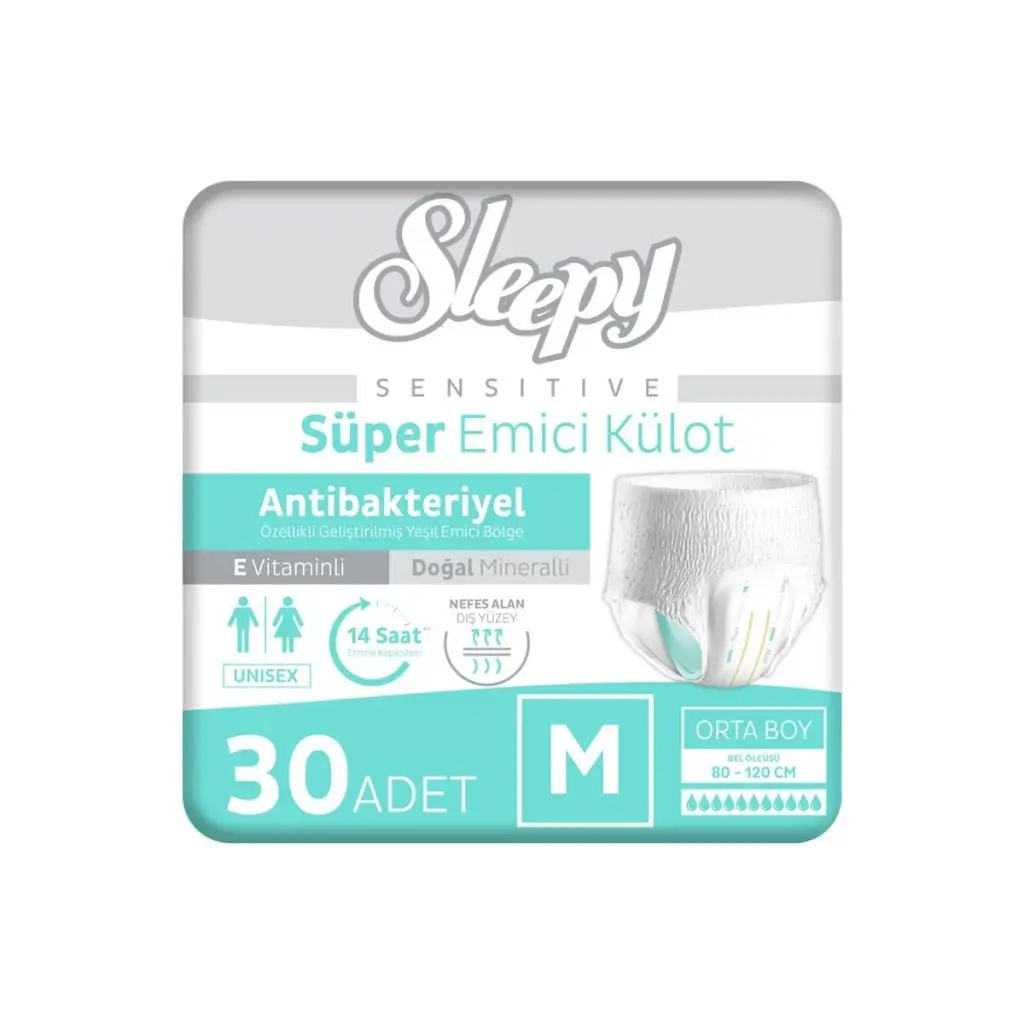 Sleepy Sensitive Antibakteriyel Emici Külot Medium 30’lu 10 Adet