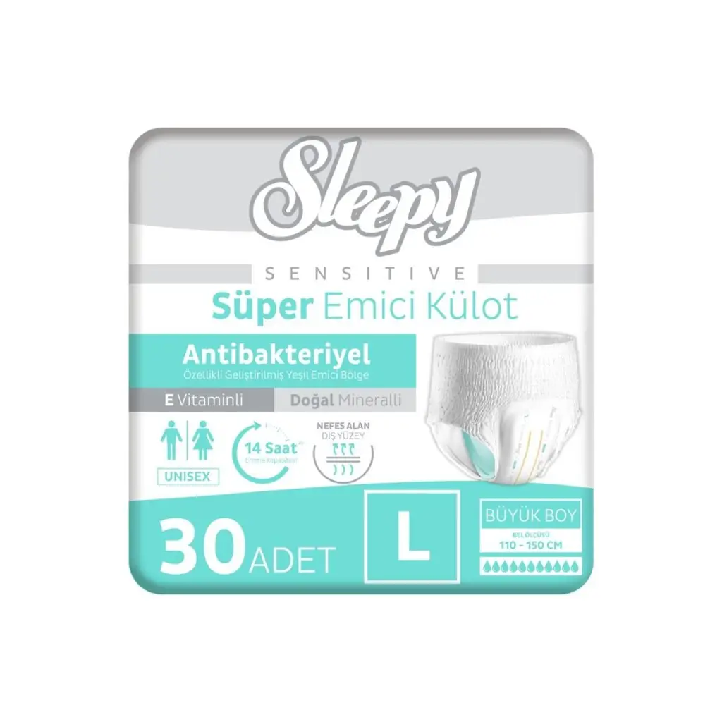 Sleepy Sensitive Antibakteriyel Emici Külot Large 30’lu 10 Adet