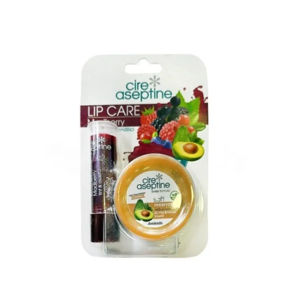 Cire Aseptine Set - Madberry Lip Care 4,5 gr + Avokado Soft Probiyotik El Yüz ve Vücut Kremi 30 ml 50 Adet