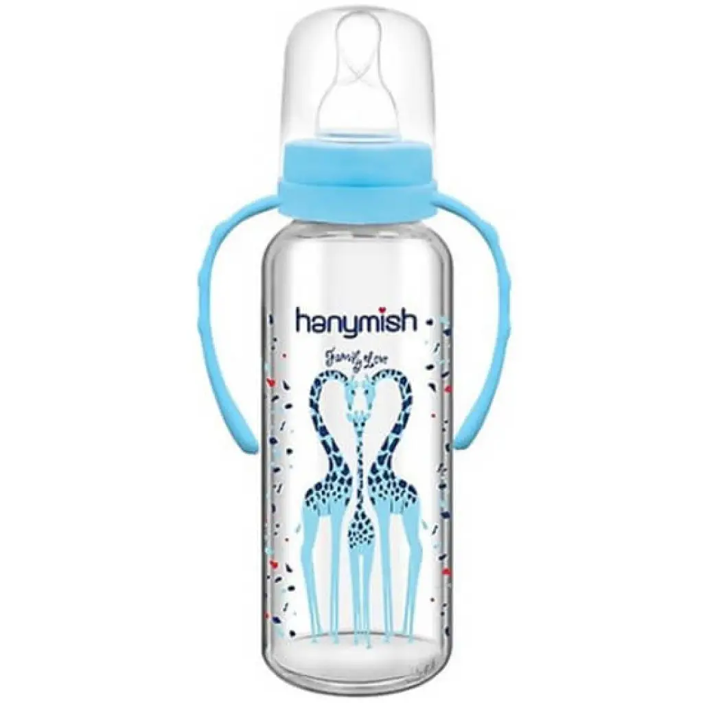 Hanymish 402 Kulplu Cam Biberon 240 ml - Pembe 20 Adet