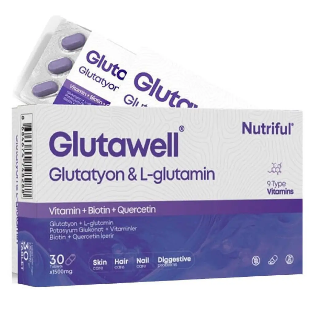 Nutriful Glutawell Glutatyon L-Glutamin Biotin Quarcetin İçeren 30 Tablet Takviye Edici Gıda 20 Adet