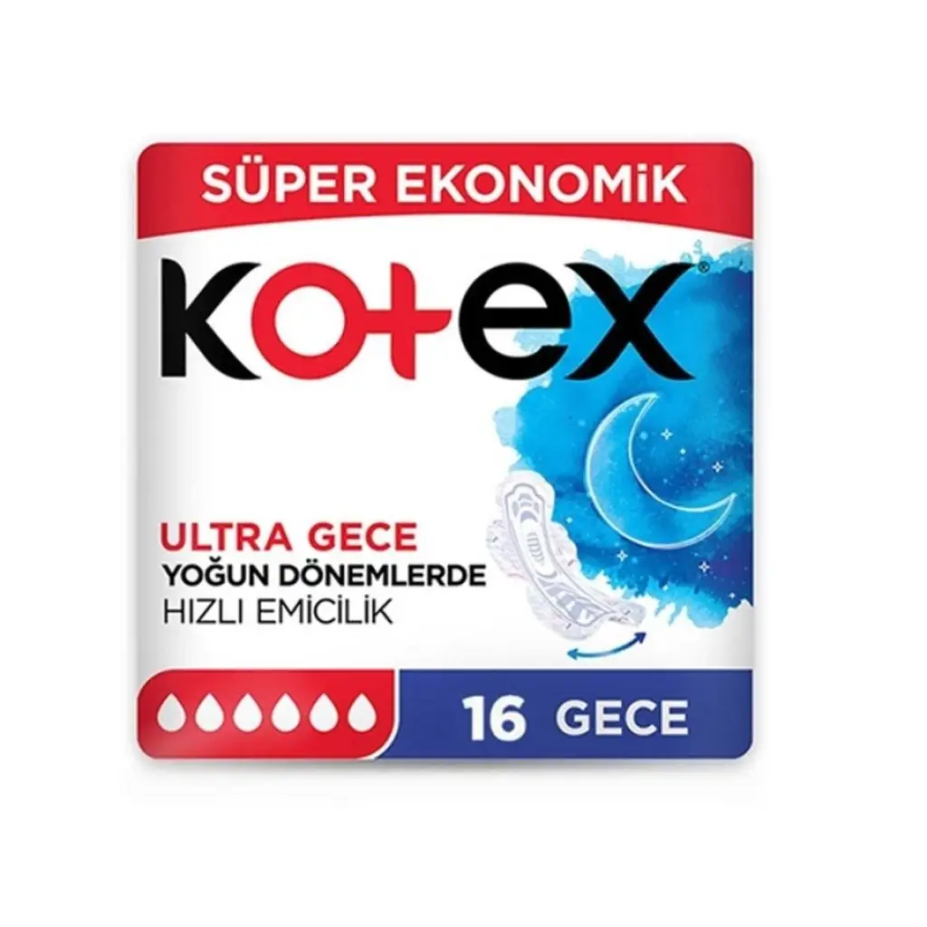 Kotex Süper Ekonomik Ultra Gece Hijyenik Ped 16’lı 50 Adet