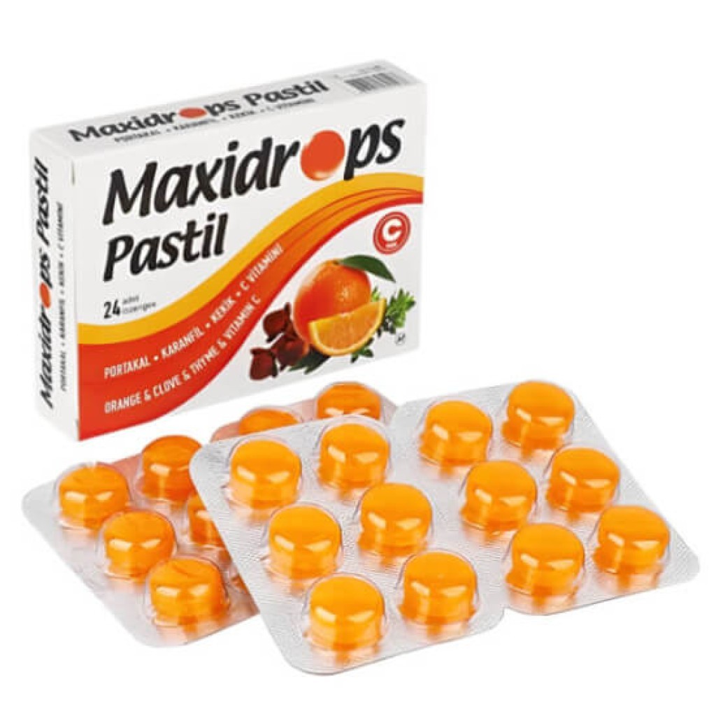Maxidrops Pastil Portakal ve C Vitamini 24’lü 100 Adet