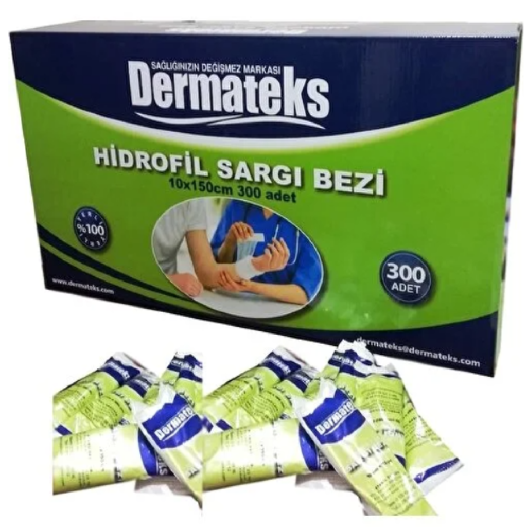 Dermateks Hidrofil Sargı Bezi 10 cm x 1,5 m 300’lü 5 Adet