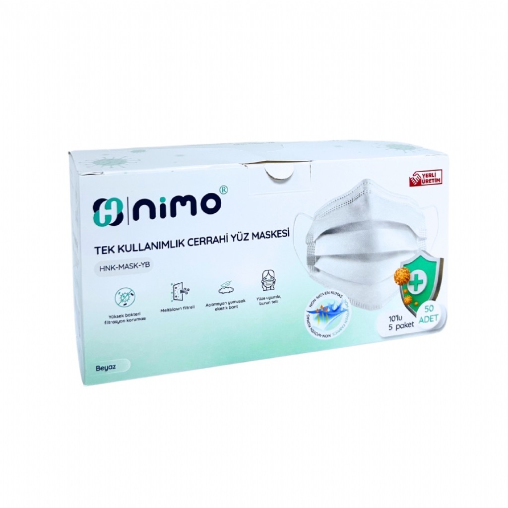 Maske Nimo 3 Katlı Cerrahi Telli 50’li 30 Adet